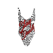 HR STAY DEADLY Straps WHITE DICE Backless Swimsuit